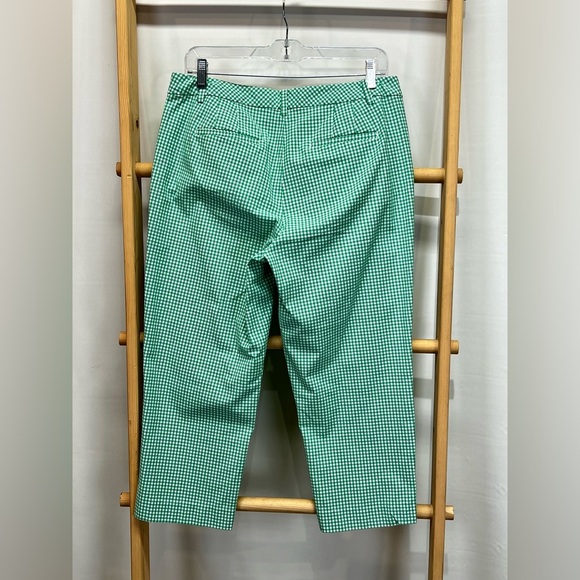 TALBOTS Perfect Skimmer Green and white gingham crop pants size 8. - Picture 3 of 10